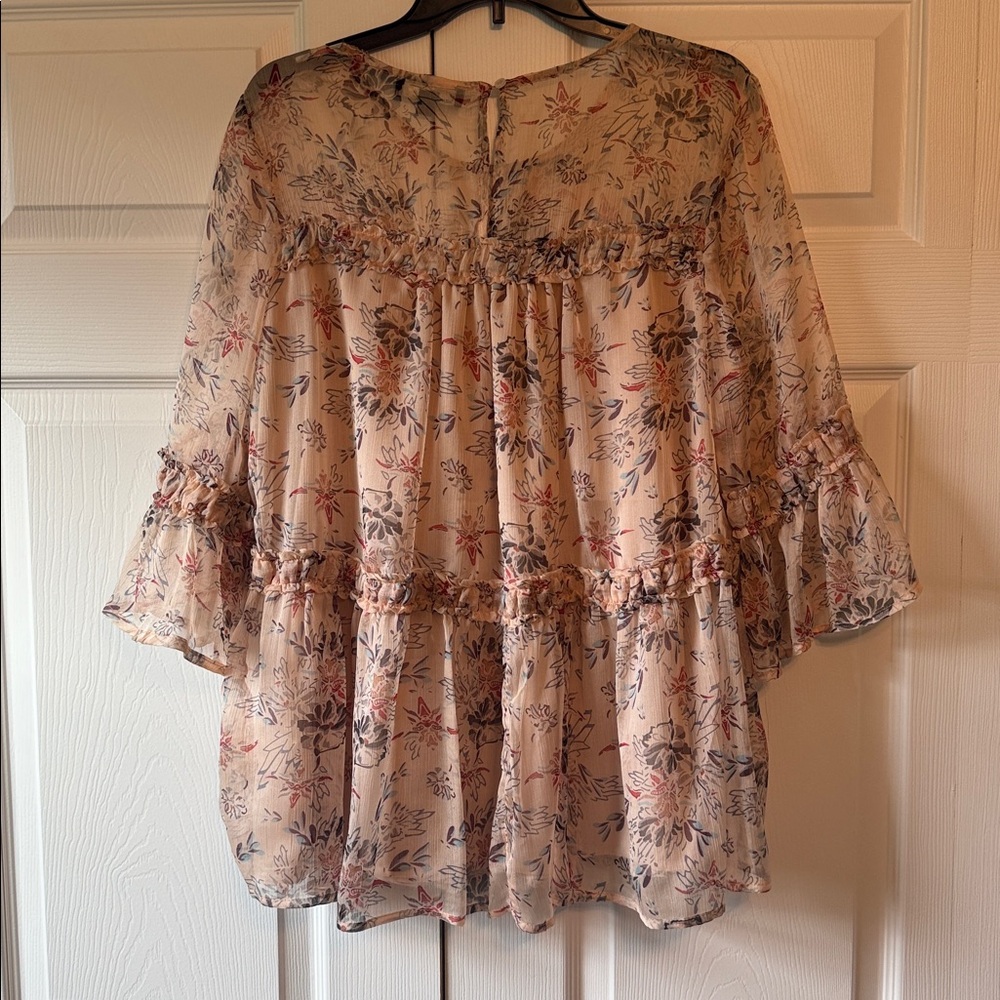 Suzanne Betro Floral Ruffle Blouse XL - Picture 7 of 8